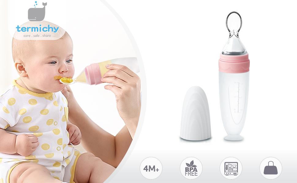 Termichy termichy baby food dispensing spoon: squeeze feeder dispenser for  baby - self feeding bottle spoon