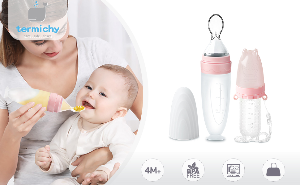 Termichy Baby Food Dispensing Spoon: Squeeze Feeder Dispenser for Baby -  Self Feeding Bottle Spoon