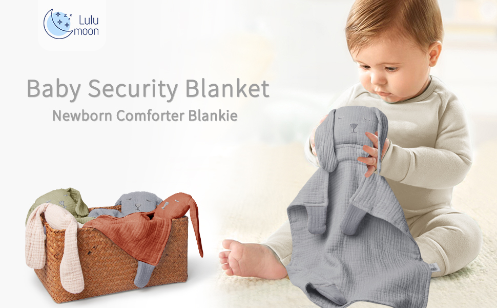 Lulu moon Baby Security Blanket for Unisex, Cotton Muslin Baby
