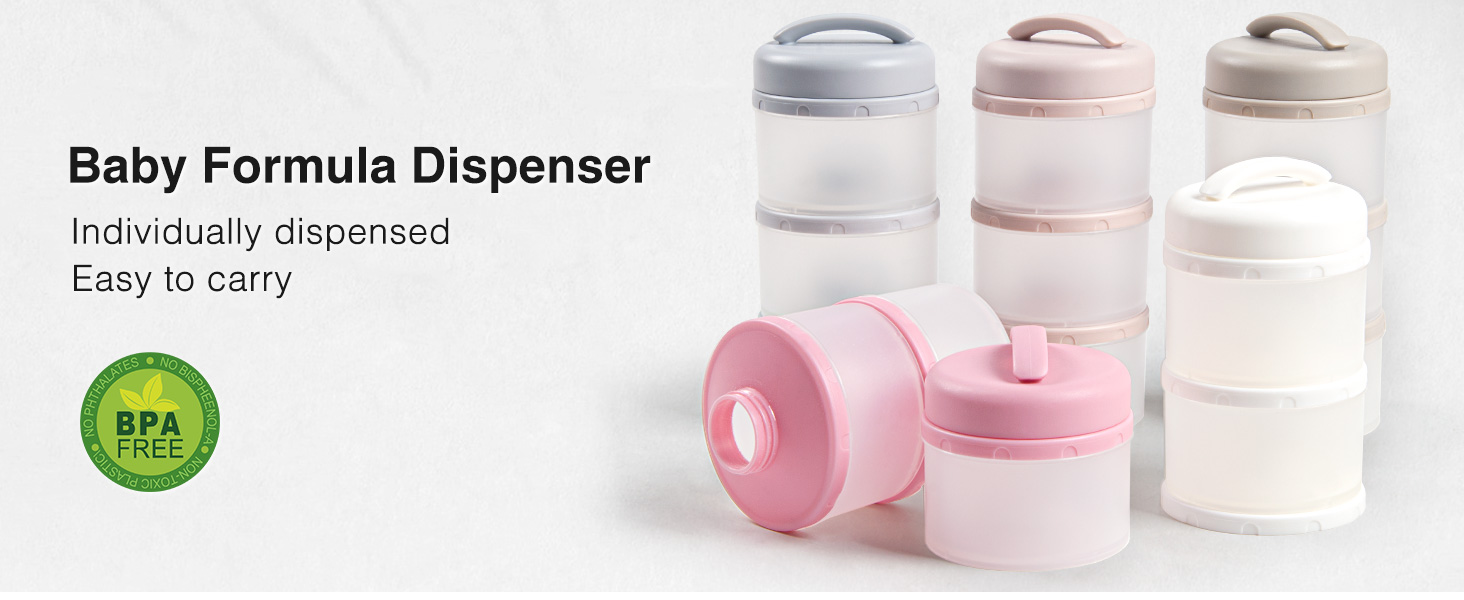 Formula Dispenser, Stackable On-The-Go BPA Free Milk Powder Box Baby Food Storage Container Snack Cups for Toddlers - 3 Layers , No Powder Leakage
