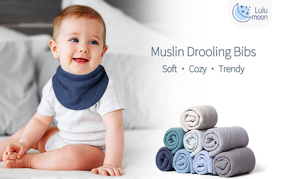 Lulu moon Baby Muslin Bibs - 100% Cotton for Teething Drooling