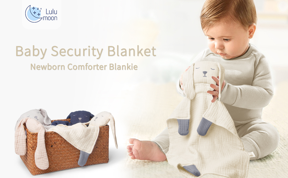 Lulu moon Baby Security Blanket for Unisex, Organic Cotton Muslin
