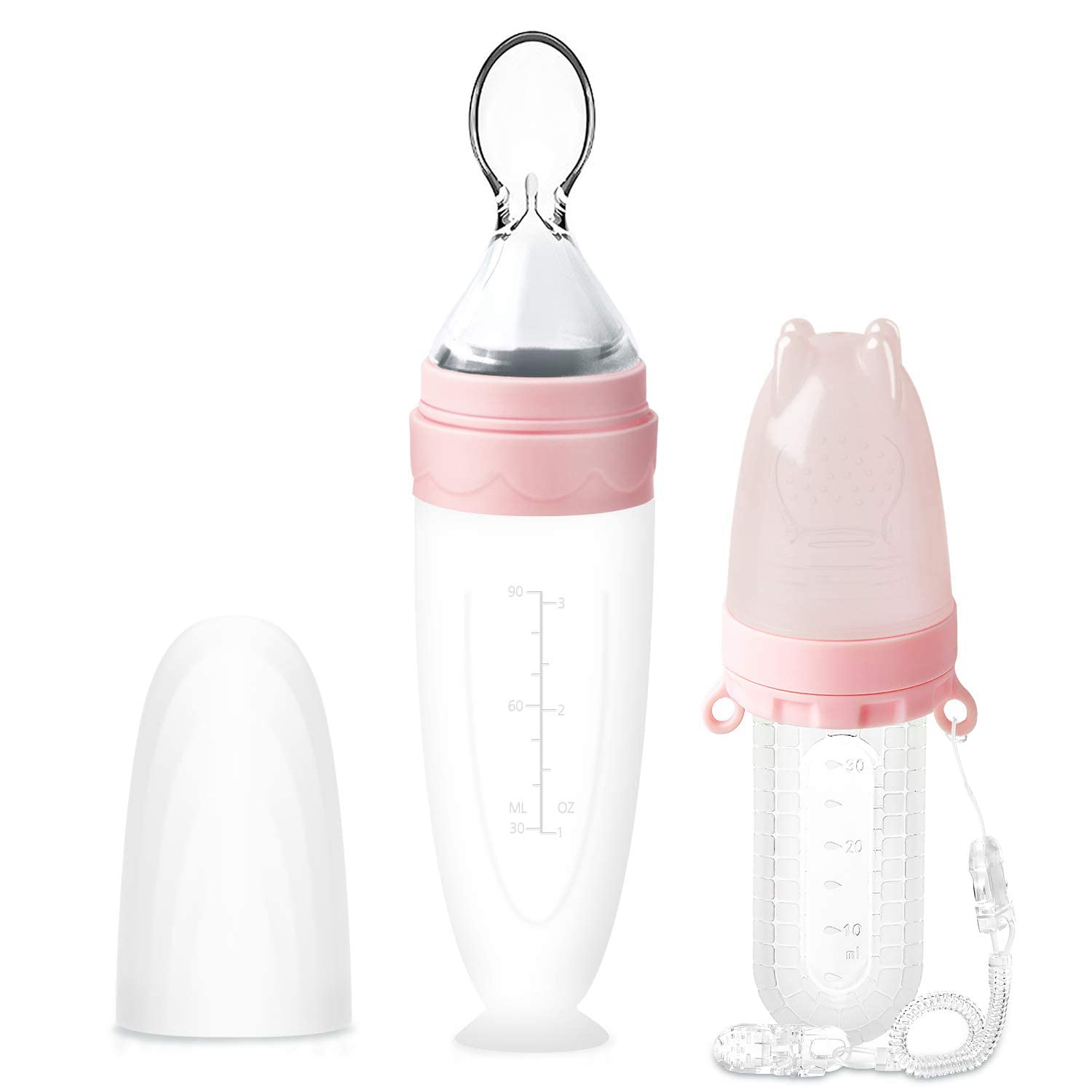 Teether Baby Feeding Set, Silicone Feeding Bottle With Spoon