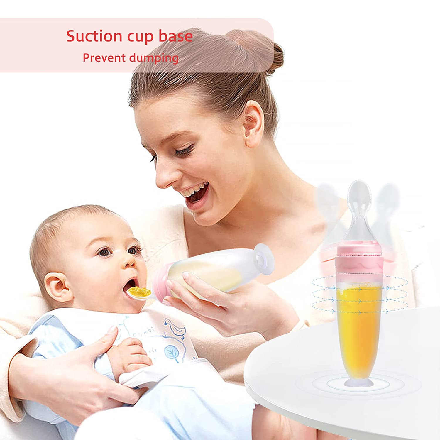 Termichy Baby Food Feeder Fruit Pacifier Feeder for Baby Teething Relief  Soft Silicone Squeeze Spoon for Baby First Stage Feeding Baby Feeders for Baby  Food Pink(Style B)