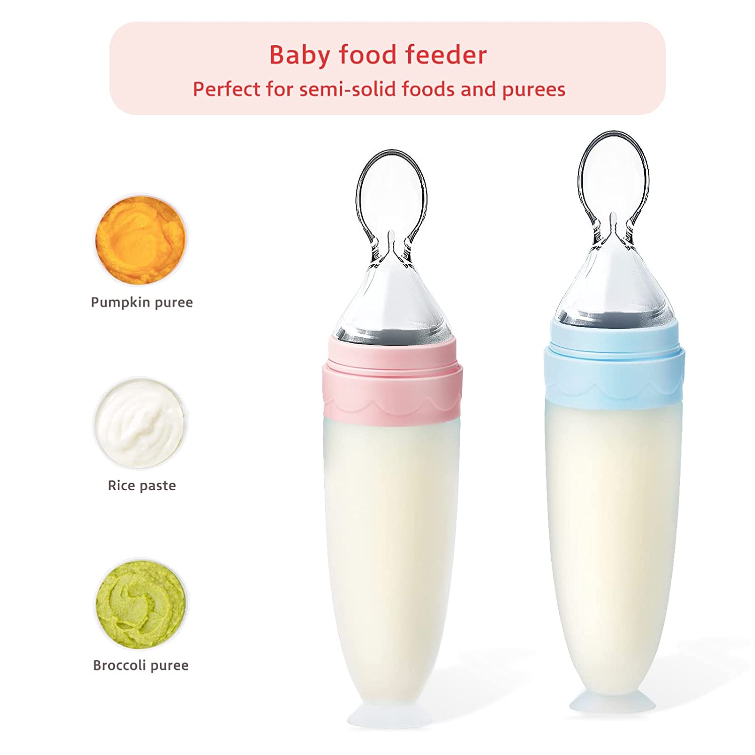 2 Pcs Silicone Baby Food Dispensing Spoon